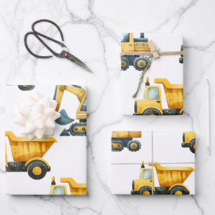 Bouw, gele dump truck inpakpapier
