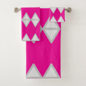 Bouw geometrie in roze en wit bad handdoek (Insitu)