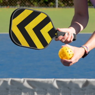 Bouw-Gevaarlijke-Strepen Zwart & Geel Pickleball Paddle