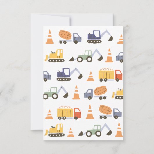 Bouw graafmachine kinder klas valentine notitiekaartje (Achterkant)