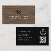 Bouw Hout Klusjesman Gereedschap QR Code Visitekaartje (Voorkant / Achterkant)