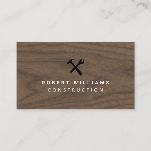 Bouw Hout Klusjesman Gereedschap QR Code Visitekaartje (Voorkant)