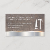 Bouw | Hout Metaal | Zaag Hamer | Metaal Visitekaartje (Voorkant)