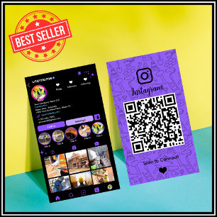 Bouw Instagram Paars QR Code Visitekaartje