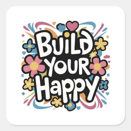 Bouw je Happy Vierkante Sticker (Voorkant)