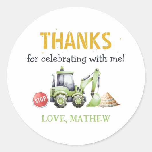 Bouw Kinder 1e verjaardag Ronde Sticker (Voorkant)