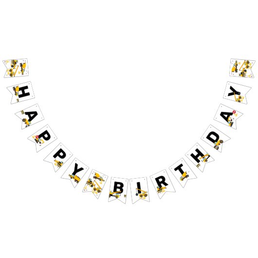 Bouw Kinder Happy Birthday Party Vlaggetjes (Alle)