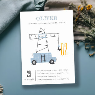 Bouw kraan Kinder elke dag van de leeftijd uitnodi Bedankkaart