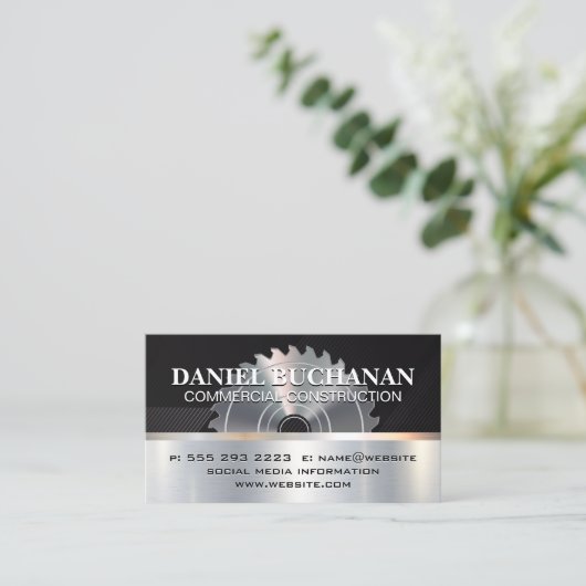 Bouw | Metaalzaag | Timmermanswerkzeug Visitekaartje (Staand voorkant)