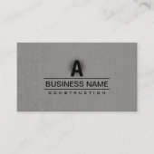 Bouw Modern Monogram Classy Grijs Linnen Visitekaartje