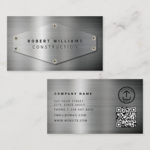 Bouw QR-code Metallic Zilver Metaal Visitekaartje