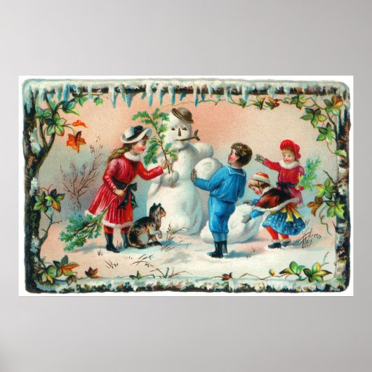 Bouw Snowman c.1890 Poster (Voorkant)