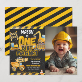 Bouw, stortplaatsvrachtwagen 1e verjaardag kaart