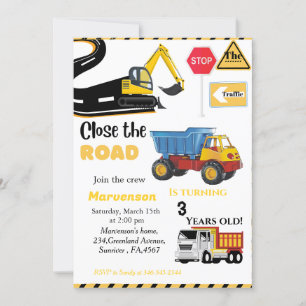 Bouw Thema boy Birthday party Dump Truck Kaart