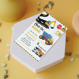 Bouw Thema boy Birthday party Dump Truck Kaart