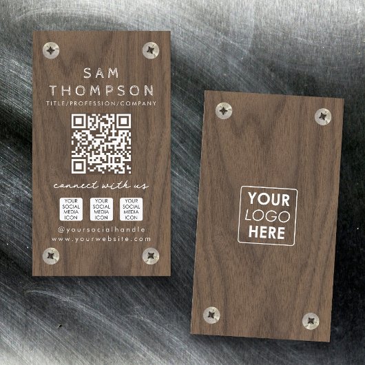 Bouw Timmerman Hout Logo QR Code Sociaal Visitekaartje