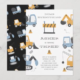 Bouw Truck Dump Alles Verjaardagsfeest Kaart