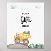 Bouw Truck Dump Gifts Here Party Sign Poster (Voorkant)