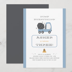 Bouw Truck Theme Dump Truck Verjaardagsfeest Kaart