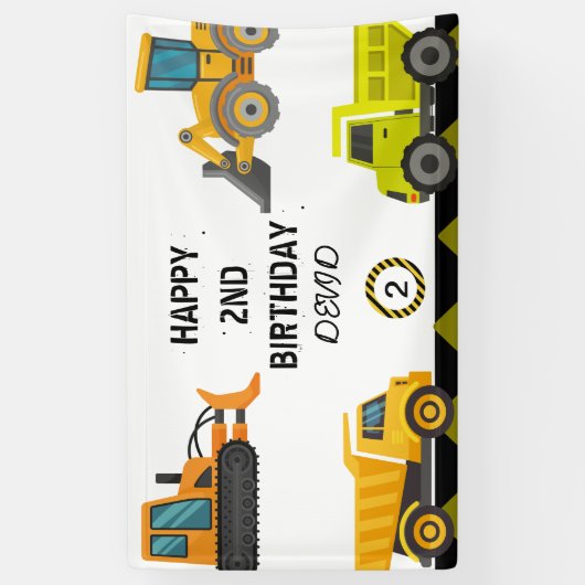 Bouw Truck Verjaardag Party Banner (Verticaal)