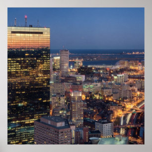 Bouw van Boston met lichtspoor op de weg Poster