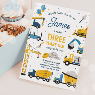 Bouw van bouwterrein — Truck Digger Birthday Party Kaart