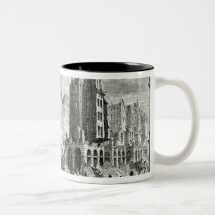 Bouw van de Boulevard de Sebastopol Tweekleurige Koffiemok