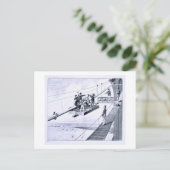 Bouw van de Brooklyn Bridge, New York (litho) Briefkaart (Staand voorkant)