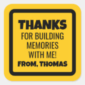 Bouw van de dag vierkante sticker (Voorkant)