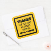 Bouw van de dag vierkante sticker (Envelop)