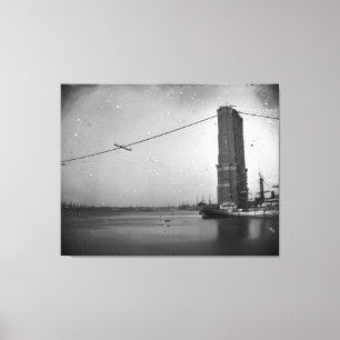 Bouw van de foto van de Brooklyn Bridge Canvas Afdruk