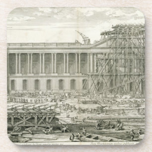 Bouw van de hoofdingang van het Louvre, Parijs Bier Onderzetter