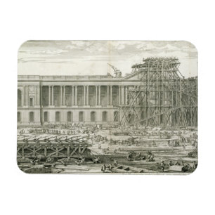 Bouw van de hoofdingang van het Louvre, Parijs Magneet