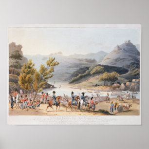 Bouw van de rivier de Mondego, gegraveerd door C. Poster