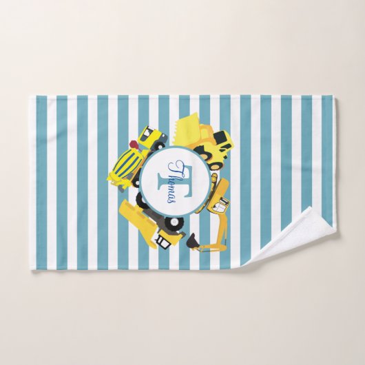 Bouw van een monogram met blauwe strepen bad handdoek (Handdoek)