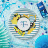 Bouw van een monogram met blauwe strepen papieren bordje (Feest)