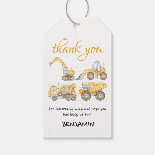 Bouw van een vrachtwagen op de vrachtwagen cadeaulabel