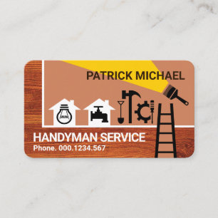 Bouw van gereedschappen aan de grens met hout visitekaartje