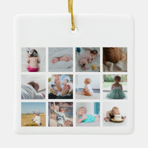 Bouw van vrachtwagens Baby Eerste jaar Foto collag Keramisch Ornament