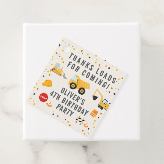 Bouw van vrachtwagens Birthday Party Bedankjes Labels (In situ)