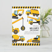 Bouw van vrachtwagens Birthday Party Kaart (Staand voorkant)