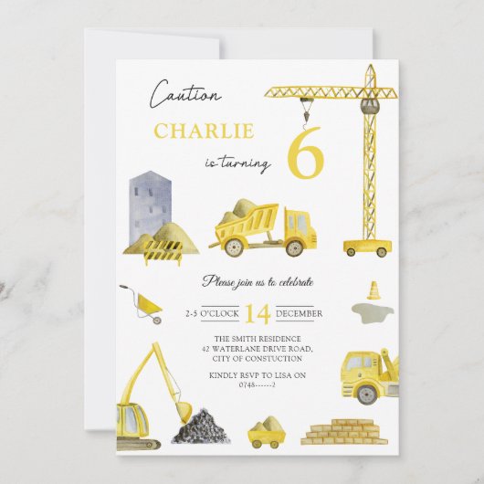 Bouw van vrachtwagens Kind Birthday Kaart (Voorkant)