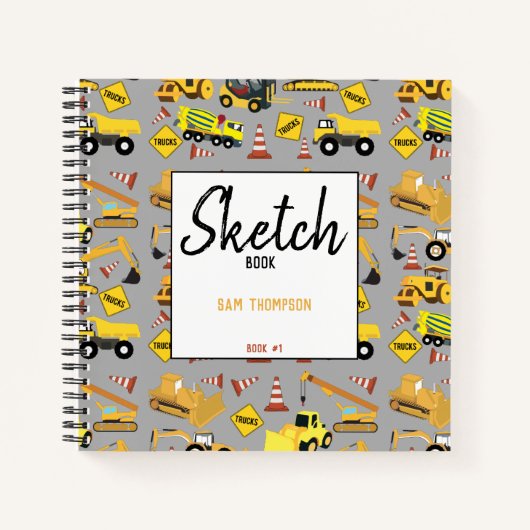 Bouw van vrachtwagens Patroon Kinder Sketchbook Notitieboek (Voorkant)