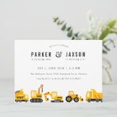 Bouw van vrachtwagens Thema Joint Birthday Kaart (Staand voorkant)