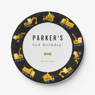 Bouw van vrachtwagens Theme Birthday Papieren Bordje