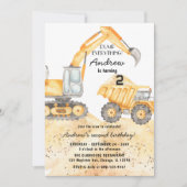 Bouw van vrachtwagens Theme Birthday Party Kaart (Voorkant)