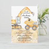 Bouw van vrachtwagens Theme Birthday Party Kaart (Staand voorkant)