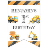 Bouw van vrachtwagens Theme Birthday Vlaggetjes (Eerste vlag)