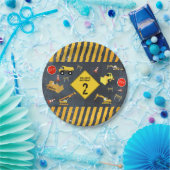 Bouw van vrachtwagens Zware machine van Birthday B Papieren Bordje (Feest)