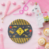 Bouw van vrachtwagens Zware machine van Birthday B Papieren Bordje (Feest)